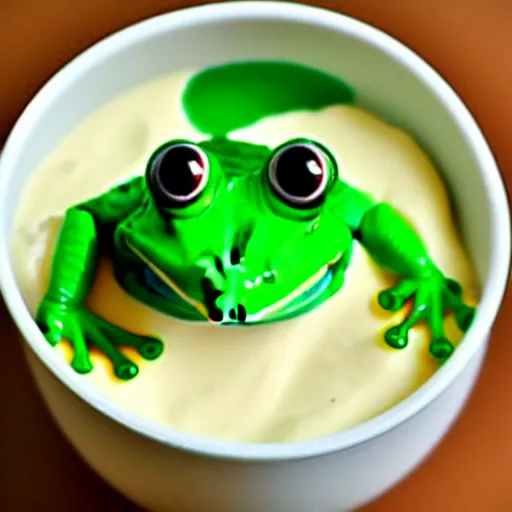 Image similar to frog in yogurt