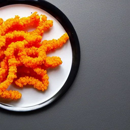 Prompt: elegantly plated meal of cheetos, fried capybara, frog eggs, and pencil erasers, Michelin starred restaurant, Instagram food picture