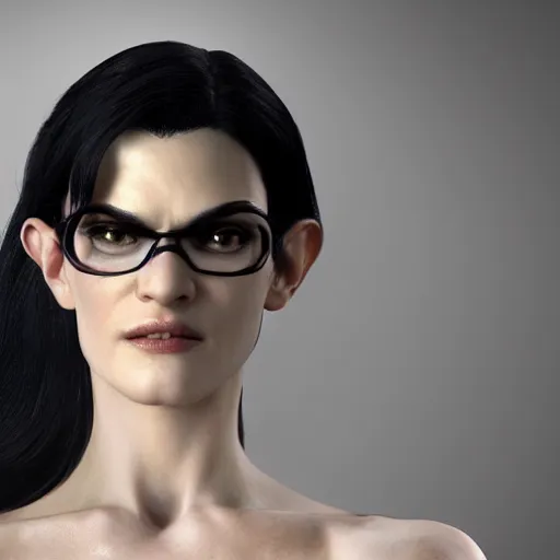 Image similar to rachel weisz as Bayonetta 8k hyperdetailed photorealism HDR