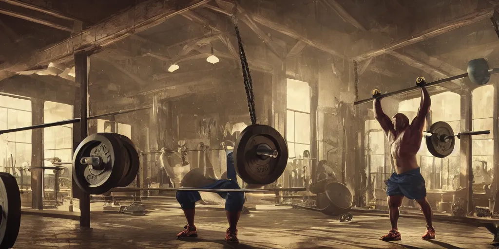 Image similar to walrus lifting weights in the gym, realistic 4 k octane beautifully detailed render, 4 k post - processing, highly detailed, intricate complexity, epic composition, magical atmosphere, cinematic lighting, masterpiece, ultra hd