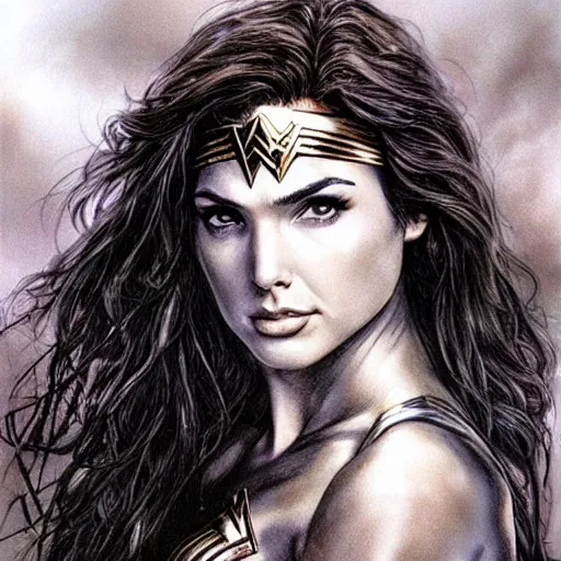 Image similar to Gal Gadot as Wonder Woman, by Luis Royo