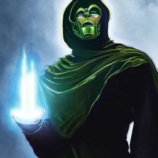 Prompt: Doctor Doom, highly realistic, marvel, live adaptation, full body shot, epic, cinematic, menacing, highly dramatic, bolts of electricity coming out of his habds