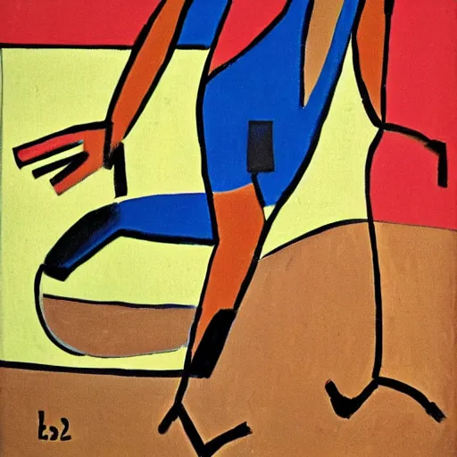 Image similar to guy running from time matisse style