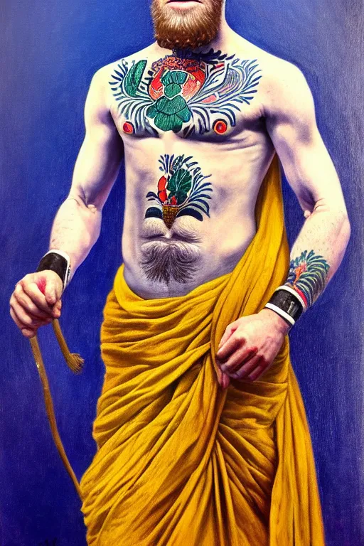 Image similar to full body portrait of conor mcgregor as mahatma gandhi, oil on canvas by william sidney mount, hindu art, great soul, irish folk, trending on artstation