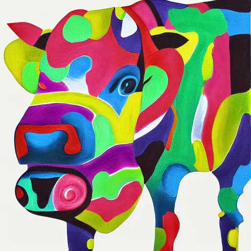 Prompt: half man, half cow, digital art painting, abstract