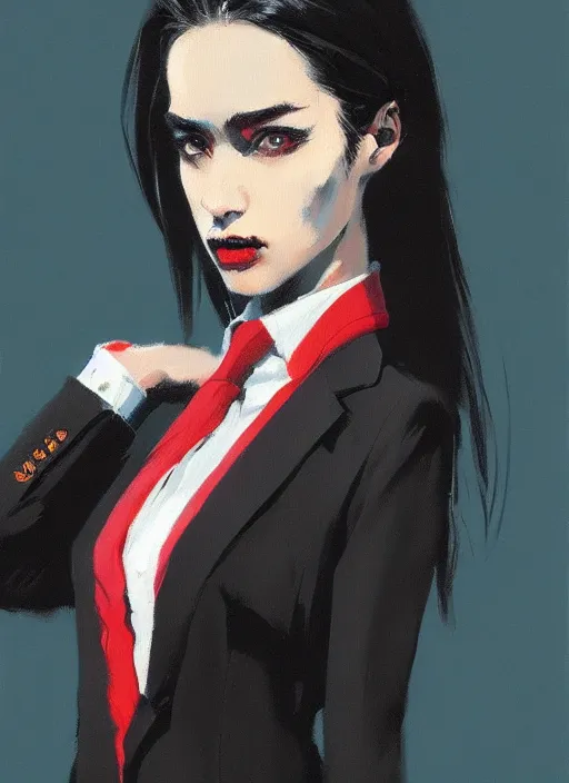 Image similar to a ultradetailed beautiful panting of a stylish woman wearing a shirt with a tie, she has black hair, bored, background firey explosion and riots, by ashley wood, ilya kuvshinov, greg rutkowski on artstation