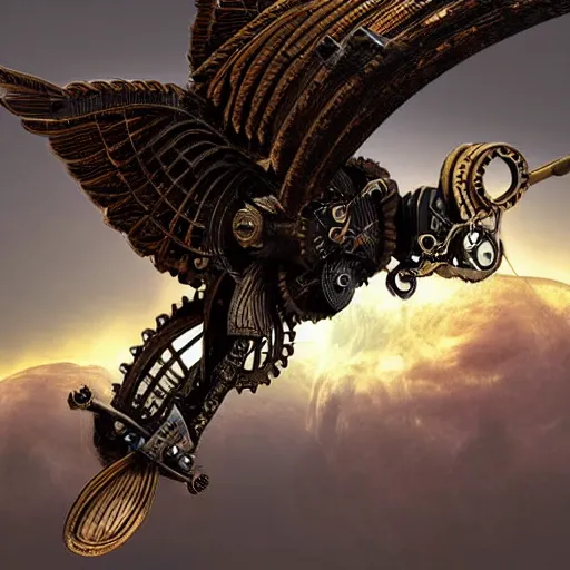 Image similar to mechanical wings of Icarus, steampunk style, ultrarealistic, HD, digital art