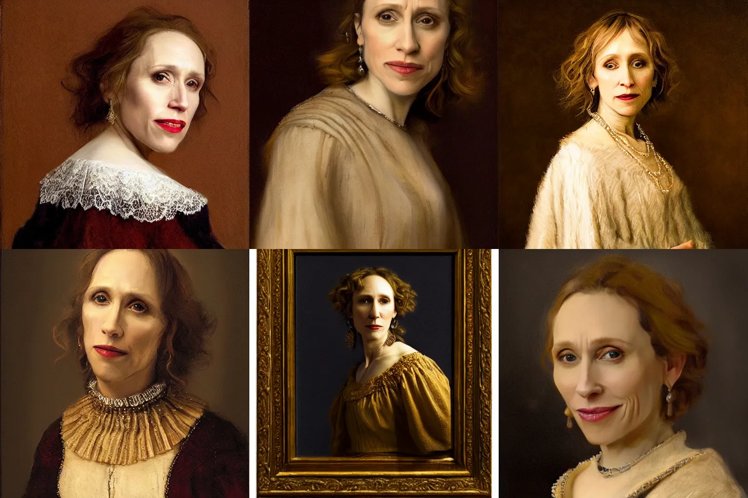 Prompt: a beautiful hyper real portrait of vera farmiga, art by rembrandt