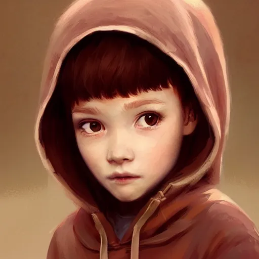 Image similar to a cute tiny girl with short red hair wearing a hoodie, digital art, very beautiful face, pretty face, very detailed eyes, full body illustration, 8 k resolution, soft painting, by greg rutkowski, wlop, rossdraws,