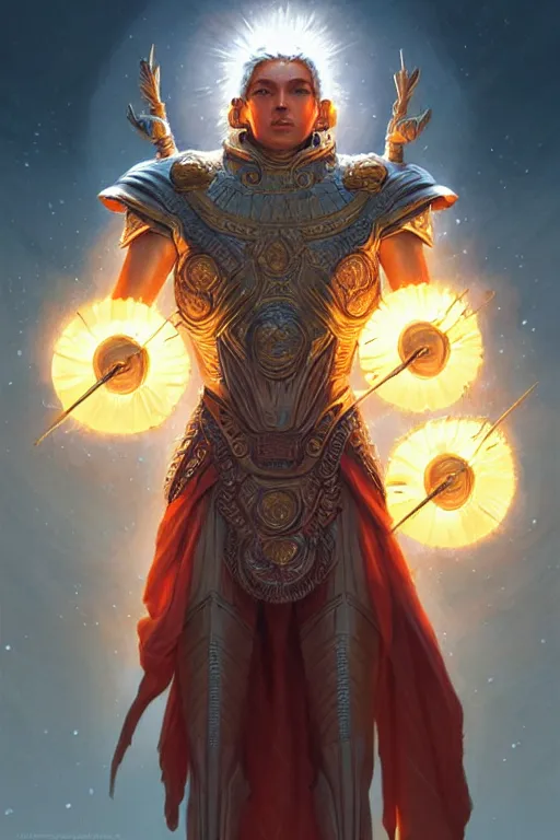 Image similar to apollo humanoid god of the sun, highly detailed, d & d, fantasy, highly detailed, digital painting, trending on artstation, concept art, sharp focus, illustration, art by artgerm and greg rutkowski and magali villeneuve