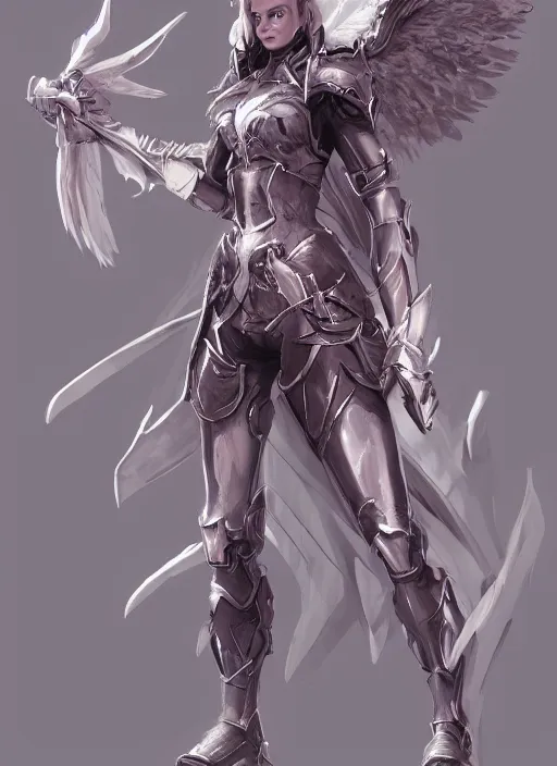 Image similar to concept art, angel knight girl, artstation trending, highly detailed