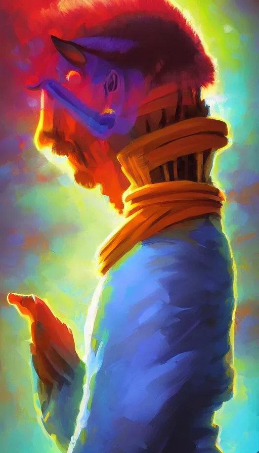 Prompt: portrait of a digital shaman, by rhads