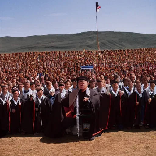 Image similar to Real life Bobby Hill elected new emperor of Mongolia, 35mm film