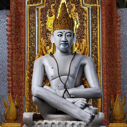 Image similar to sculpture of king ramkhamhaeng, king of sukothai, made by michelangelo, art station, concept art