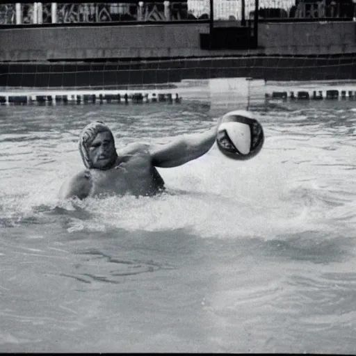 Prompt: vintage photograph of Cthulhu playing water polo