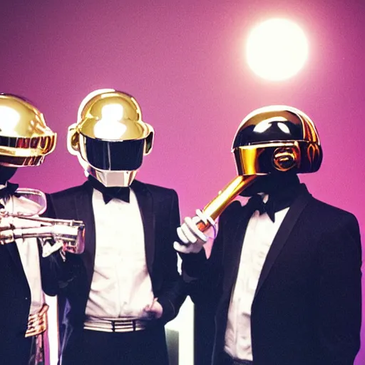 Prompt: Daft Punk playing trumpet