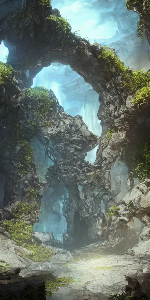 Image similar to a portal to another world, unreal engine, realistic, fantasy scenic, atmospheric,