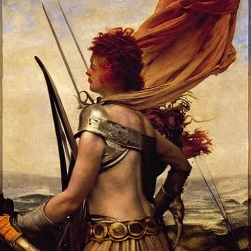Image similar to emma stone as boudicca by edgar maxence and caravaggio and michael whelan and delacroix