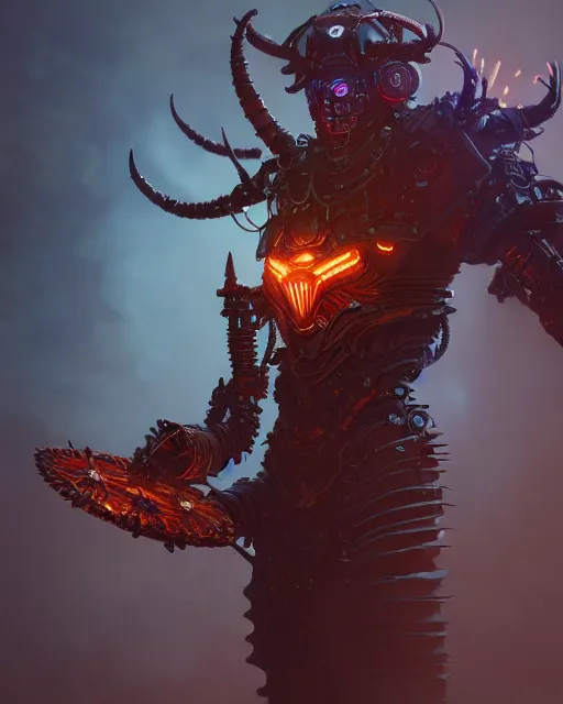 Prompt: diablo action game robot shaman by artgerm, greg rutkowski, alphonse mucha, cgsociety and beeple highly detailed, sharp focus, cinematic lighting, illustration, art, octane render, unreal engine lumen, very coherent. cinematic, hyper realism, high detail, octane render, 8 k