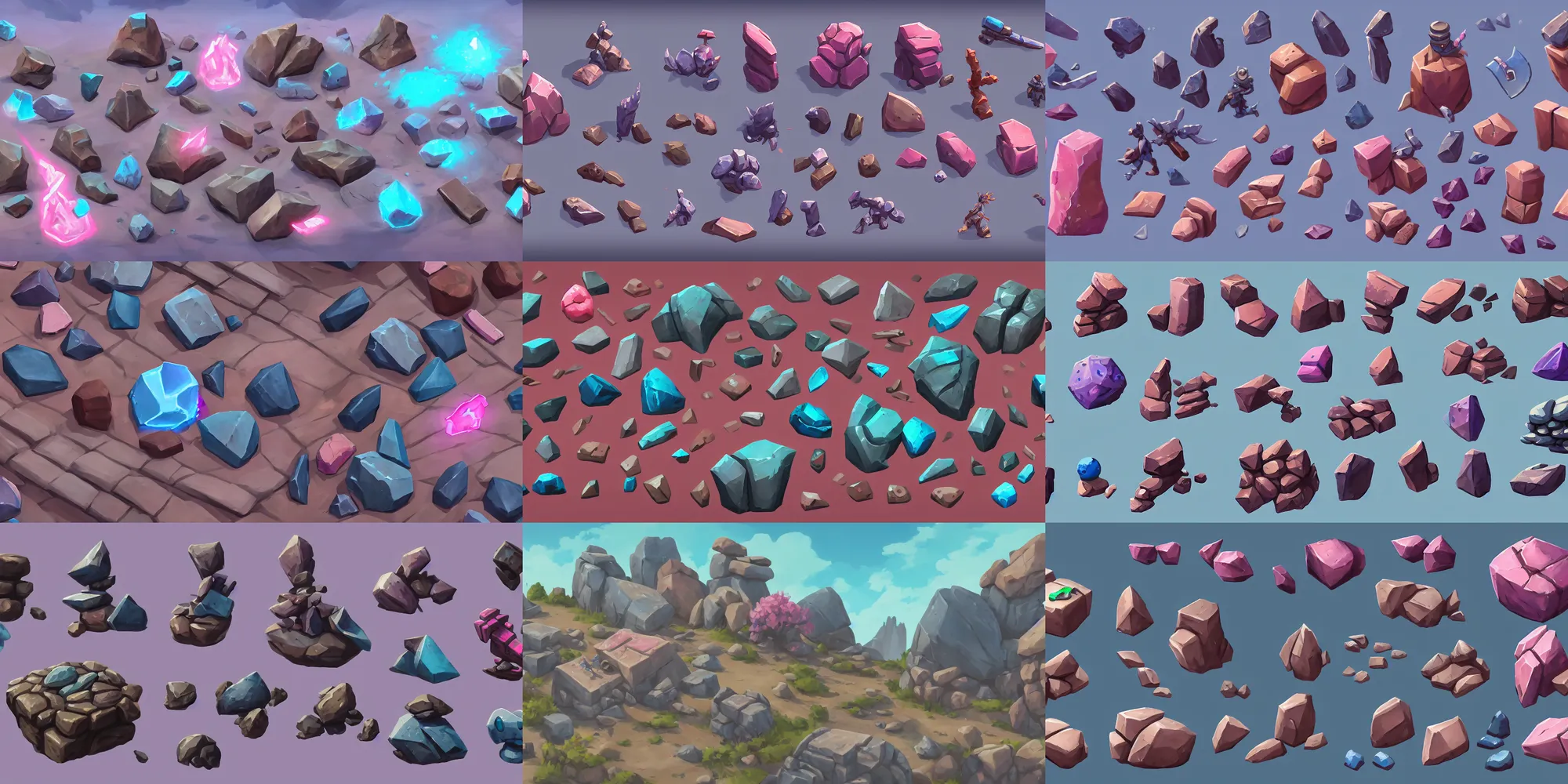 Game Asset Of Stone And Rocks, In Gouache Detailed | Stable Diffusion ...