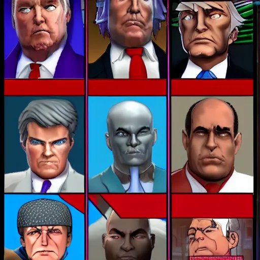 Image similar to character select screen of a fighting game starring US politicians