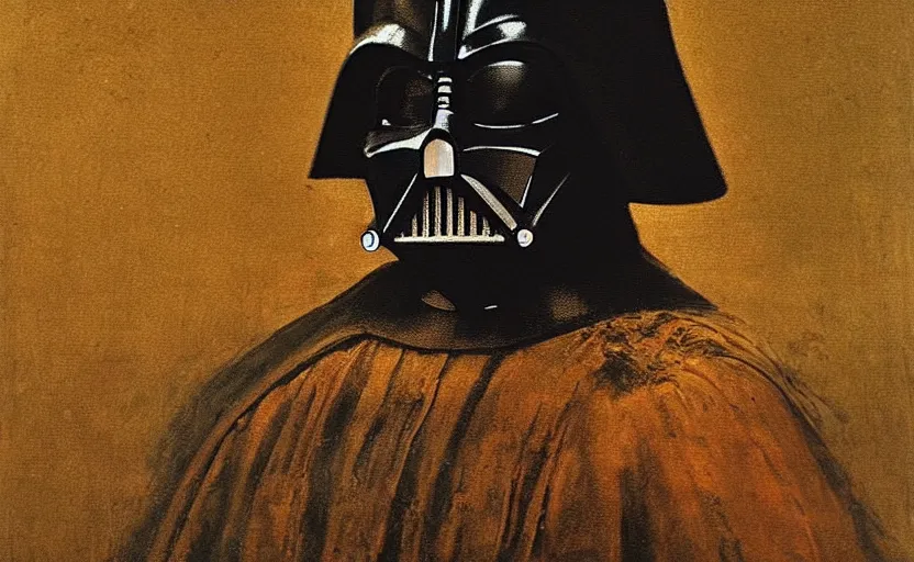 Prompt: A rembrandt Painting of Darth Vader, 8k