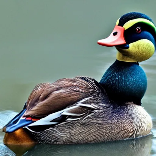 Image similar to a cute mallard duck that is helping it’s friend through relationship troubles by being funny and making it’s friend laugh