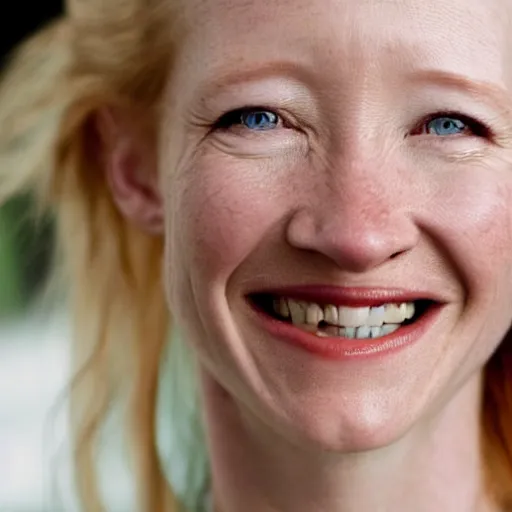 Prompt: portrait of anne heche after her car crash, smiling laughing, burn scars, flaming car, 8 k perfect face, photorealistic.