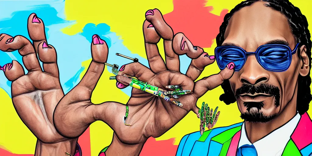 Image similar to snoop dogg smoke someone feet, gta vice city style, smooth painting, each individual seeds have ultra high detailed, 4 k, illustration, comical, acrylic paint style, pencil style, torn cosmo magazine style, pop art style, ultra realistic, underrated, by mike swiderek, jorge lacera, ben lo, tyler west