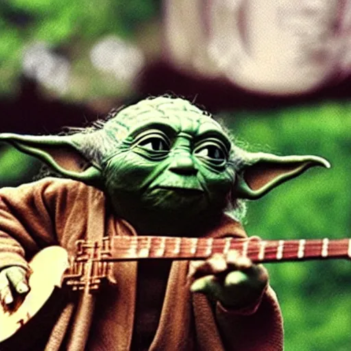 Image similar to yoda performing at woodstock