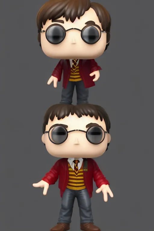 Prompt: full body 3 d render of harry potter as a funko pop!, studio lighting, white background, single body, no shadow, blender, trending on artstation, 8 k, highly detailed