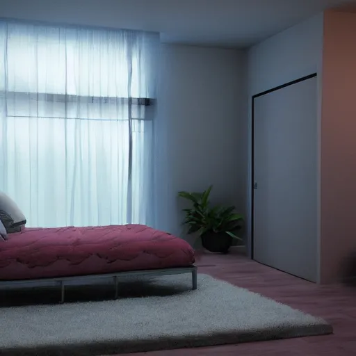 Image similar to 3 d render of bedroom from the 1 9 8 0 s, octane render, unreal engine 5