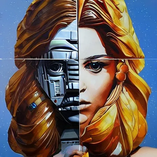 Prompt: A beautiful sculpture, star wars by Sandra Chevrier, intuitive