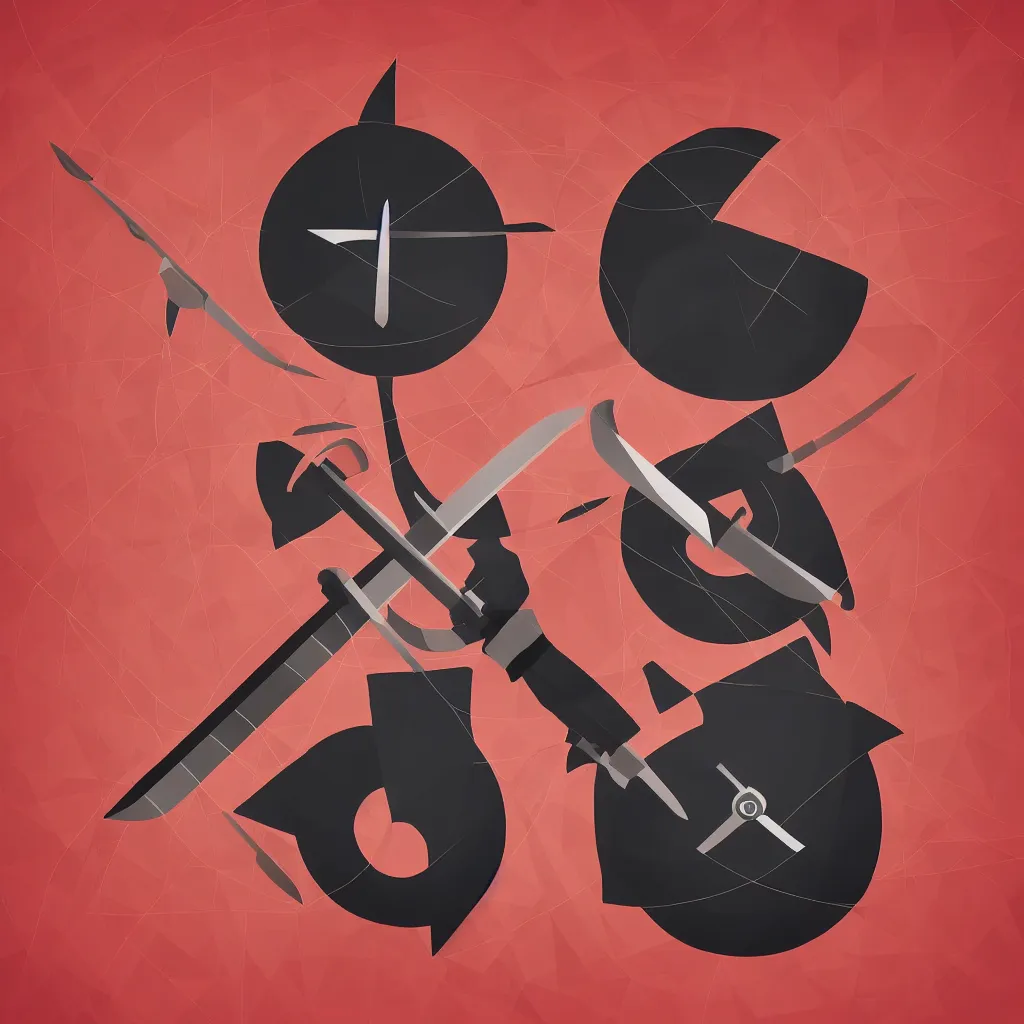 Prompt: sword and watch, minimal digital art with geometric graphics. no text, no watermarks, music album art.