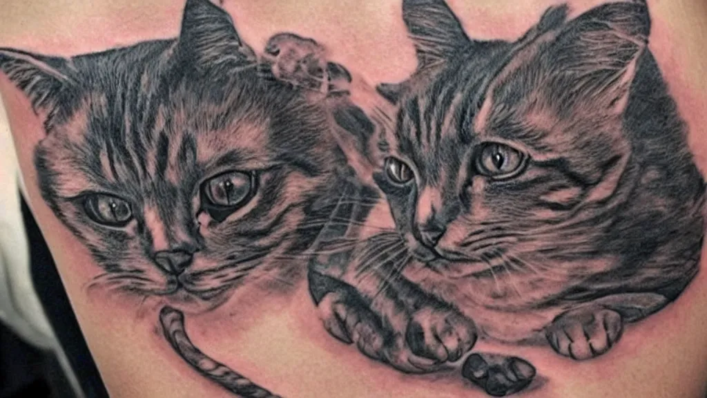 Image similar to a cat in tatoo style