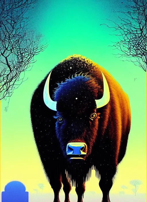 Prompt: symmetry!! stunning portrait of a buffalo on the street covered in cocaine, by victo ngai, kilian eng vibrant colors, dynamic lighting, digital art, winning award masterpiece, fantastically beautiful, illustration, aestheticly inspired by beksinski and dan mumford, upscale with simon stalenhag work, artstation, 8 k