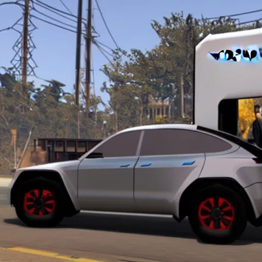 Prompt: tesla cybertruck in grand theft auto