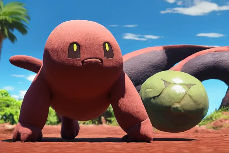 Prompt: game screenshot of the pokemon diglett from monster hunter world ( 2 0 2 0 ), capcom, octane render, blender, cgsociety, maya, flawless masterpiece