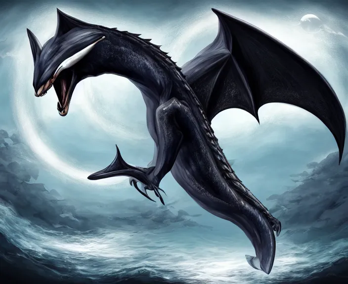 Image similar to Hybrid between a Dragon and an Orca, 4K, HD, Digital Art