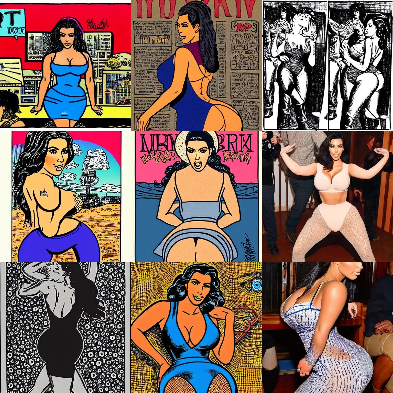 Prompt: kim kardashian twerking by robert crumb