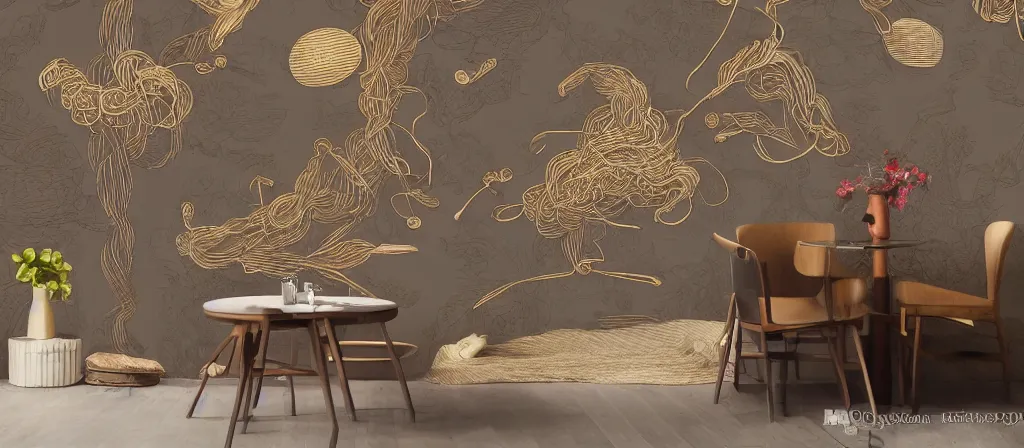 Prompt: a beautiful simple 4 k hd wall paper illustration of roasted string hotpot, wallpaper design, simple style, gourmet style, marketing kebab hotpot wallpaper display, wall painting, from china, with merchant logo, simple structure, surrealistic, chinese style, victo ngai, james jean, denoise, deblurring