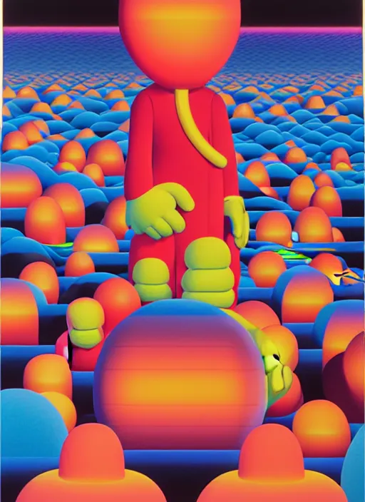 Image similar to the end by shusei nagaoka, kaws, david rudnick, airbrush on canvas, pastell colours, cell shaded, 8 k