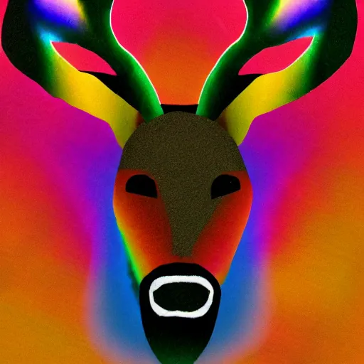 Image similar to Reindeer made out of void, rainbow outline, fursona, furry, back, male furry anthro,