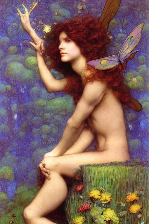 Image similar to a beautiful faerie, golden ratio, detailed, rainbowshift, by maxfield parrish, john william waterhouse, brian froud