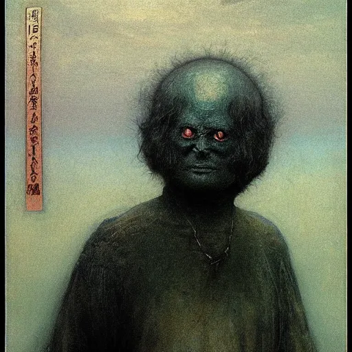 Image similar to style by millais, ( ( ( ( ( ( ( ( by beksinski ) ) ) ) ) ) ) ), portrait painting of victorian yokai, 8 k, highly detailed, by millais, by beksinski,