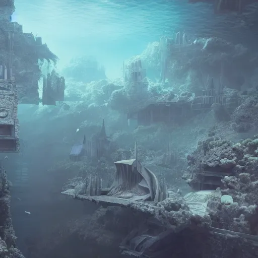 Prompt: an underwater city, highly detailed rendered in octane