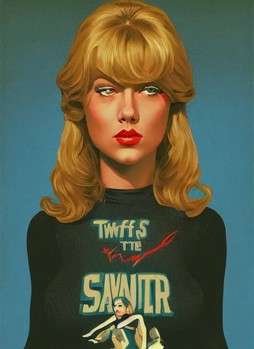 Image similar to portrait of talyor swift cheerleader, twin peaks poster art, from scene from twin peaks, by michael whelan, jeffrey catherine jones, artgerm, retro, nostalgic, old fashioned