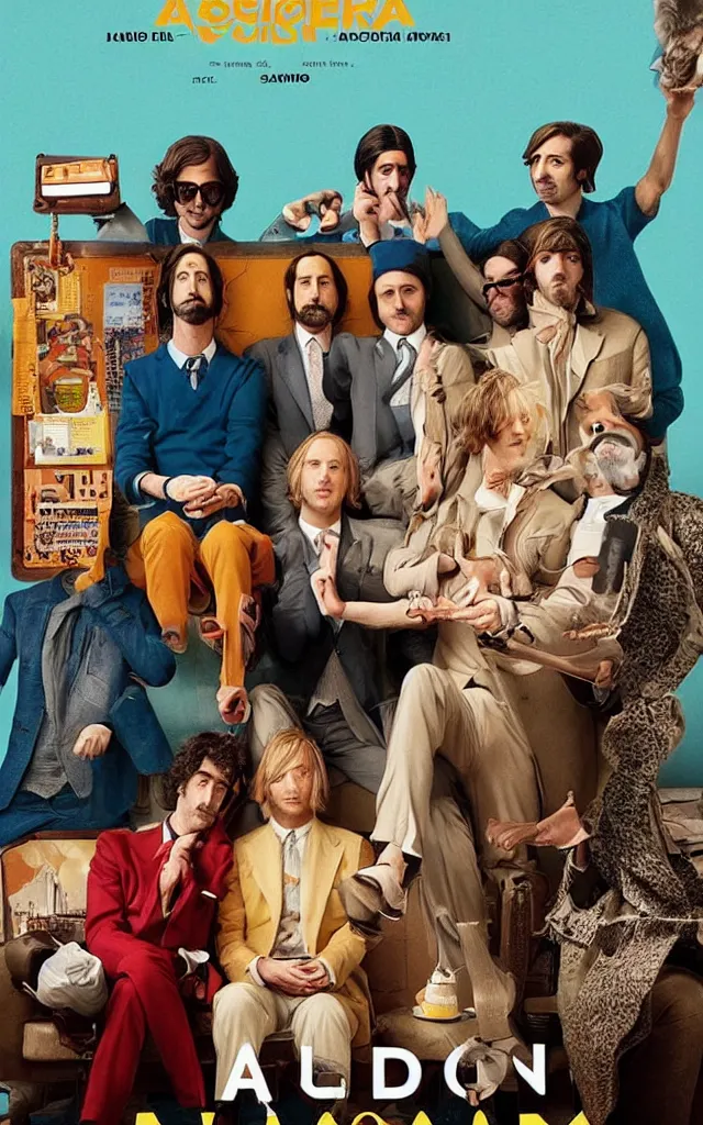 Image similar to “ a poster for the new movie directed by wes anderson starring owen wilson, adrien brody, and jason schwartzman ”