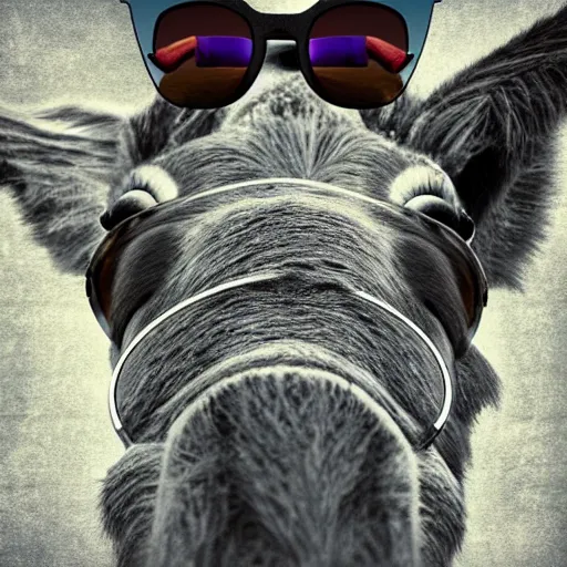 Prompt: a donkey with a human body wearing cool sunglasses, amazing detail, 3d artwork