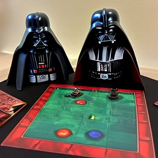 Prompt: darth vader and sauron playing a board game